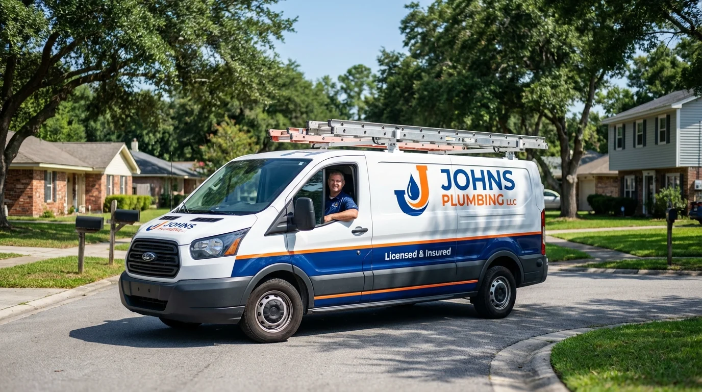 Johns Plumbing LLC service van in Connellsville, PA