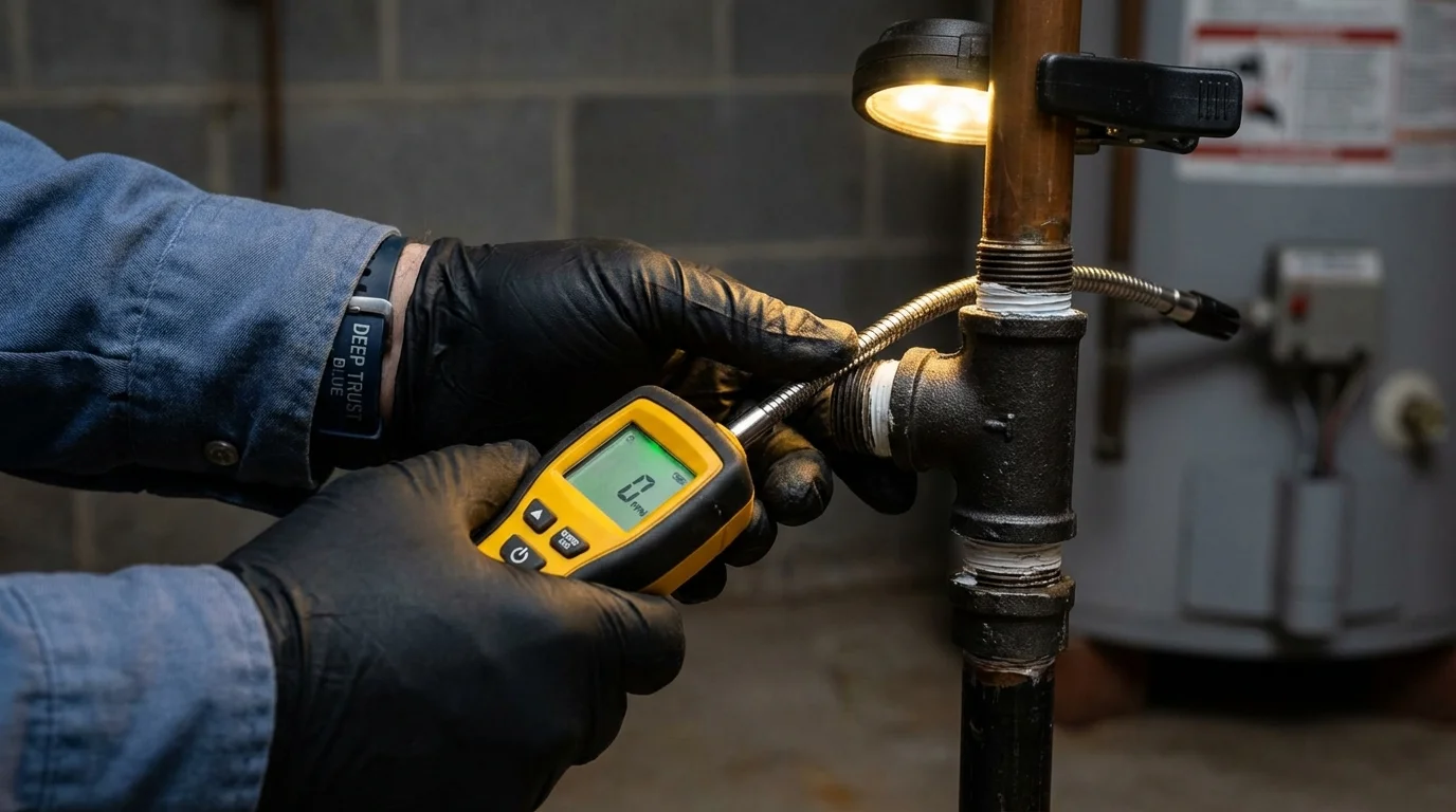 Gas leak detection with electronic sniffer by Johns Plumbing LLC in Connellsville