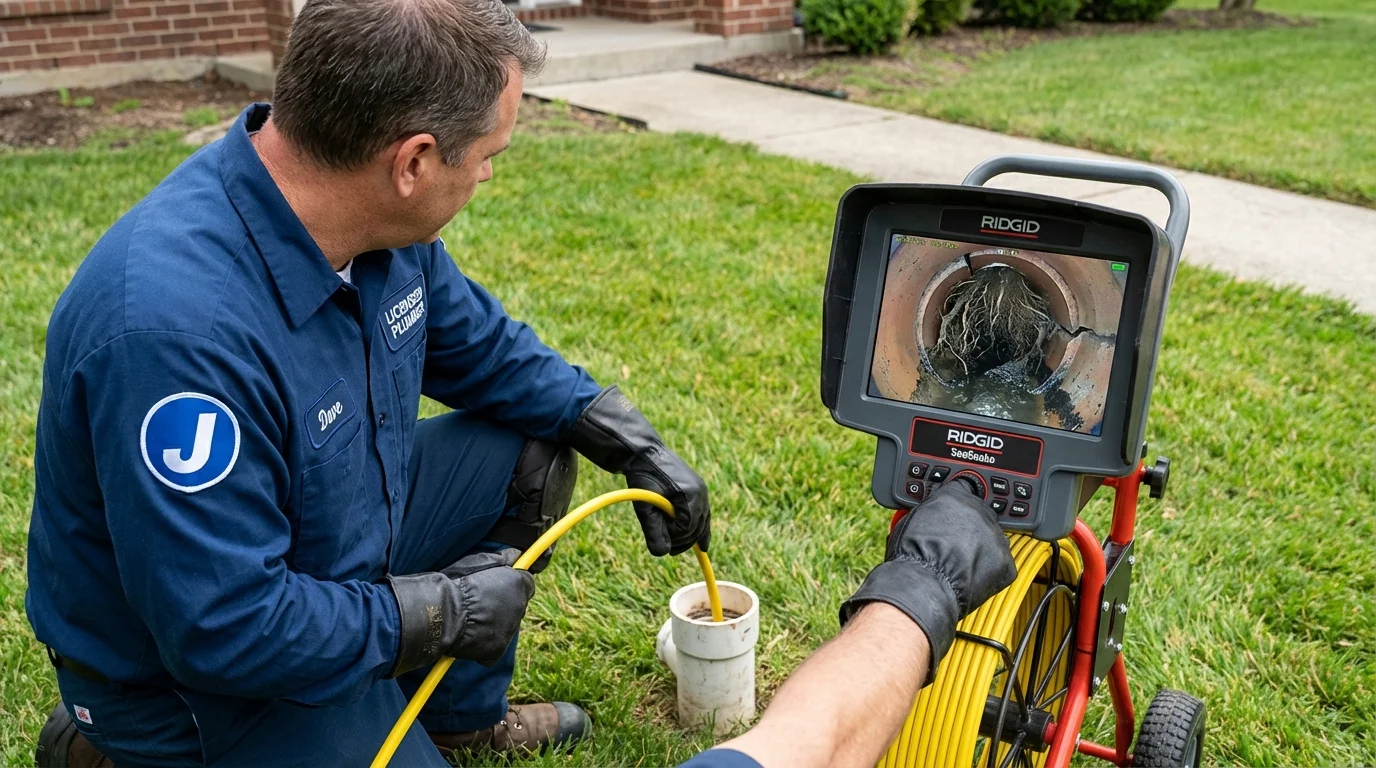Sewer camera inspection being performed by Johns Plumbing LLC in Connellsville